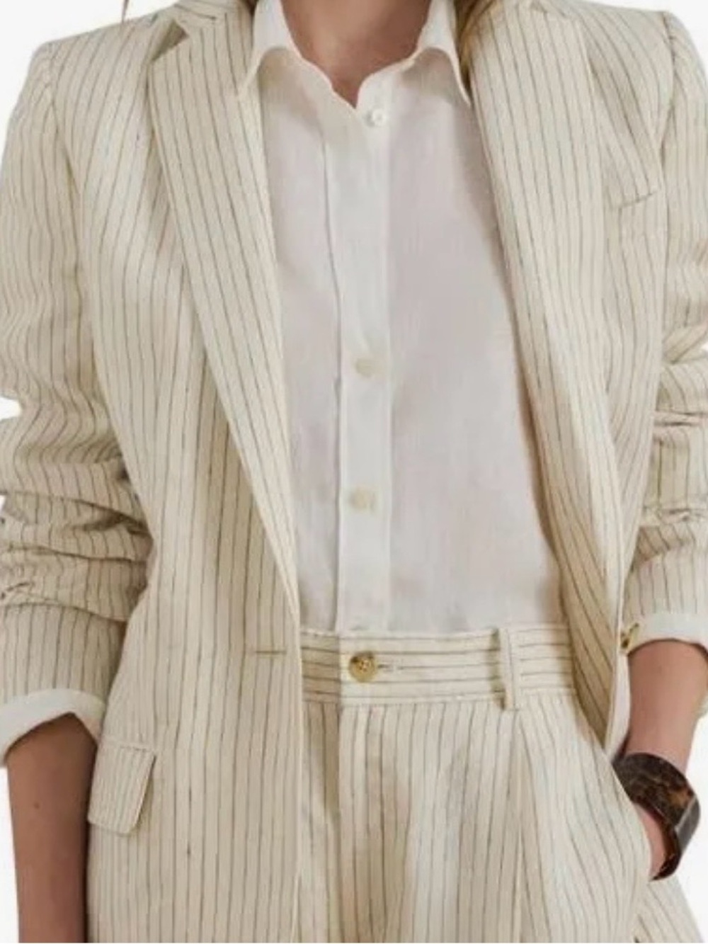 NWOT Lauren Ralph Lauren Cream Pinstripe Blazer